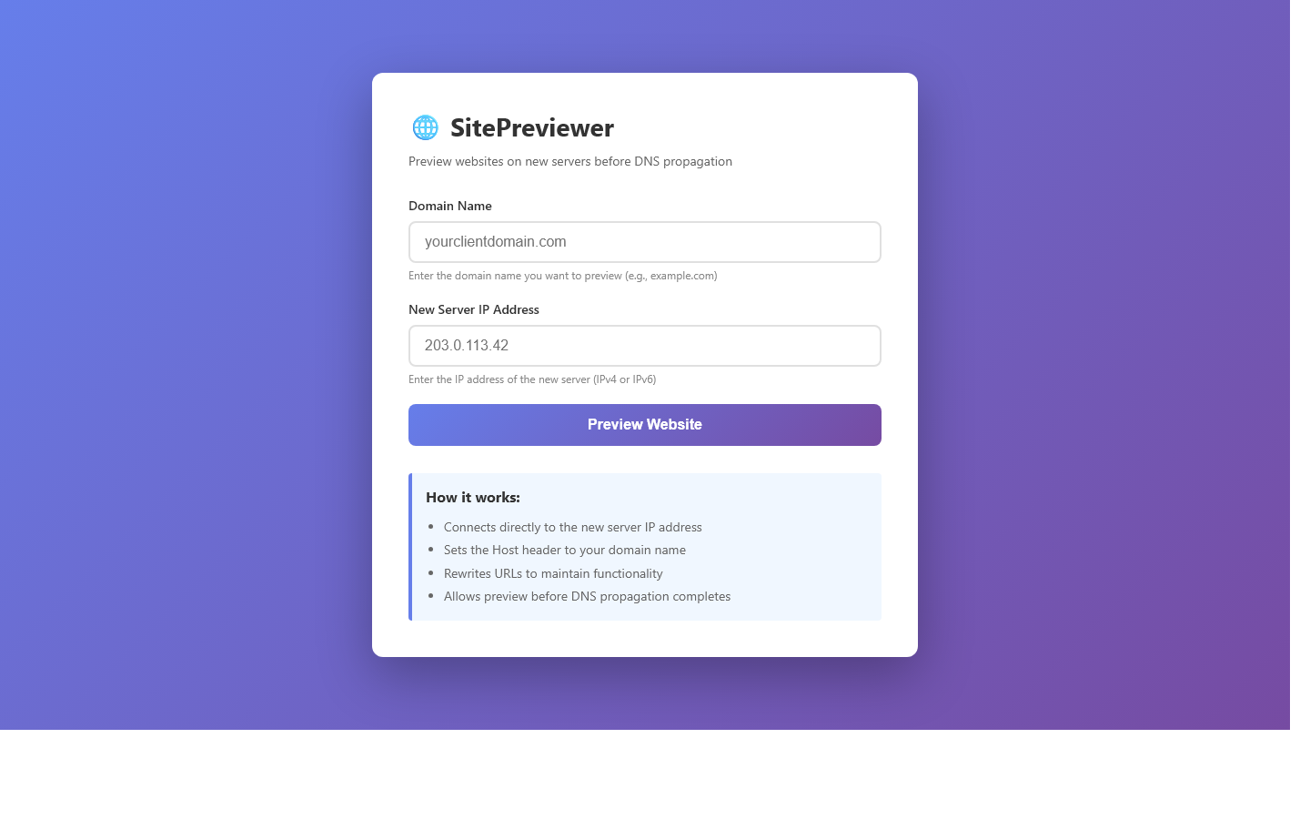 SitePreviewer - DNS Bypass Tool